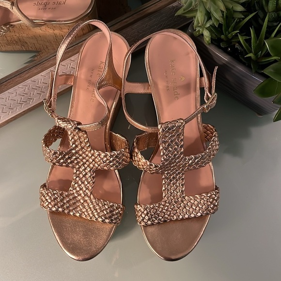 NWOT kate spade platform cork rose gold sandals - Picture 2 of 6